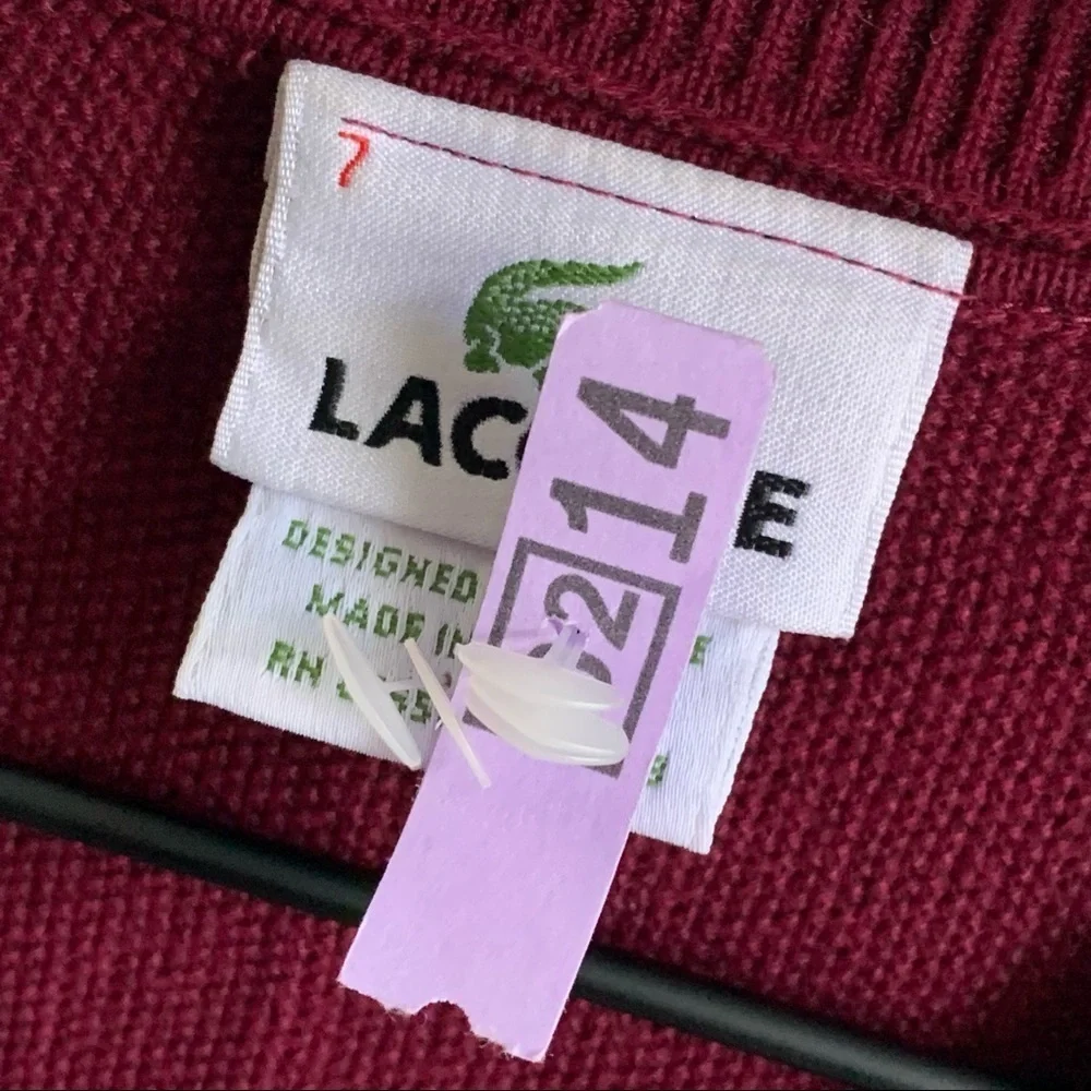 LACOSTE | GUC Maroon V-Neck Sweater Maroon Logo